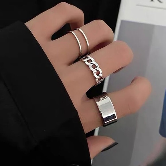 🔴𝟭𝟬/$𝟮𝟱🔴NEW 3 Silver Simple Rings Set - Picture 6 of 13